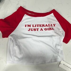 NWT Women's Just a Girl crop top size Large!